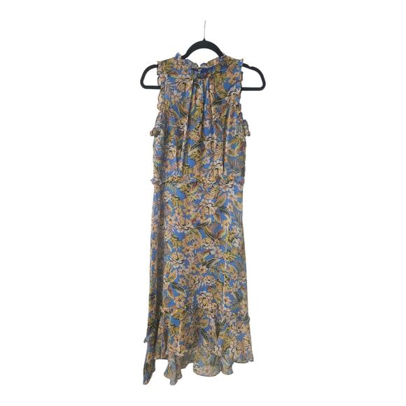 Julia Jordan Dress Size 8 Hi-Low Ruffles Sleeveless Floral Lined Back Zip - Picture 1 of 12
